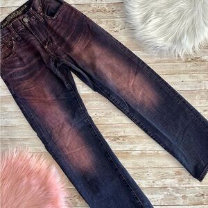 American Eagle Men’s Slim Straight Jeans | 26 / 28 | Dark Wash Pink Distressed